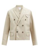 Matchesfashion.com Bottega Veneta - Double-breasted Cotton Blazer - Mens - Beige