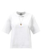 Altu - Necklace Cropped Cotton-jersey T-shirt - Womens - White