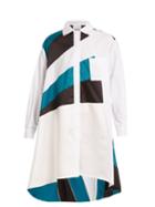 Matchesfashion.com Koch - Colour Block Oversized Cotton Shirtdress - Womens - White Multi