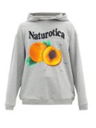 Matchesfashion.com Christopher Kane - Naturotica Peach-print Hooded Cotton Sweatshirt - Mens - Grey