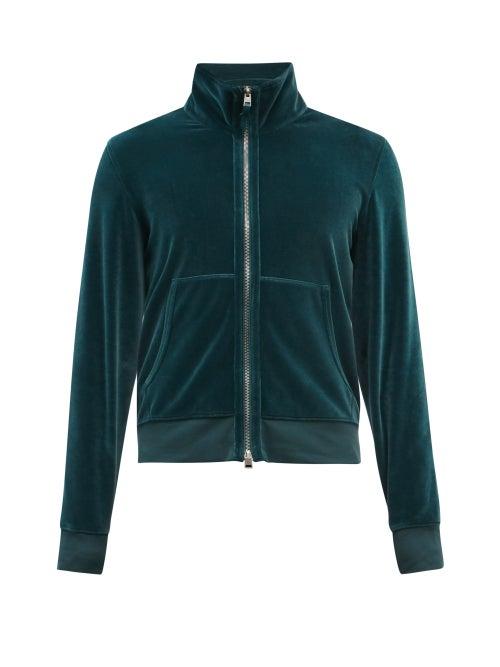 Mens Rtw Tom Ford - Zipped Cotton-blend Velour Track Jacket - Mens - Blue