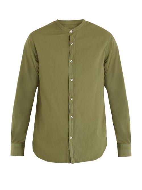 Matchesfashion.com Officine Gnrale - Gaspard Stand Collar Cotton Shirt - Mens - Green