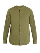 Matchesfashion.com Officine Gnrale - Gaspard Stand Collar Cotton Shirt - Mens - Green