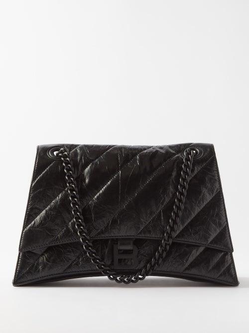 Balenciaga - Crush M Quilted Creased Leather Shoulder Bag - Womens - Black