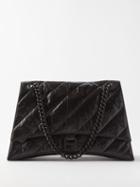 Balenciaga - Crush M Quilted Creased Leather Shoulder Bag - Womens - Black