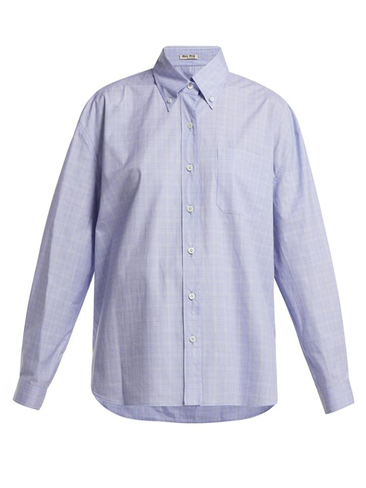Miu Miu Button-down Collar Checked Cotton Shirt