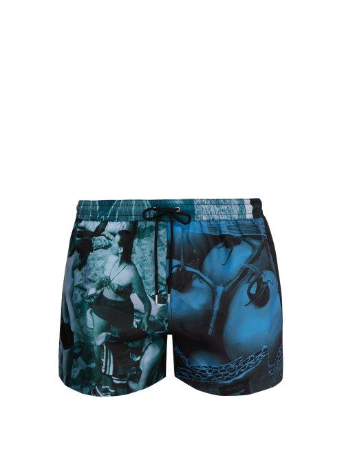 Matchesfashion.com Paul Smith - Beach Scene Print Swim Shorts - Mens - Blue Multi