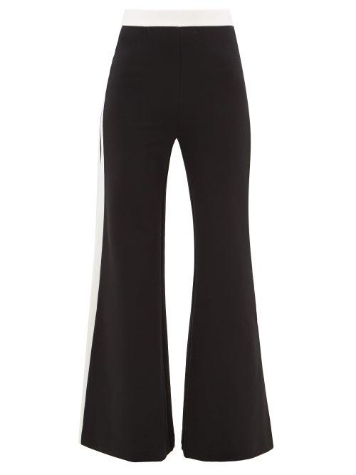 Matchesfashion.com Staud - Side-stripe Wide-leg Jersey Trousers - Womens - Black White
