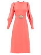 Andrew Gn - Embellished-belt Crepe Dress - Womens - Coral
