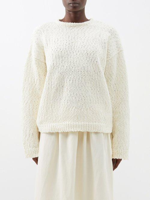 Toteme - Dropped-shoulder Organic-cotton Sweater - Womens - Cream