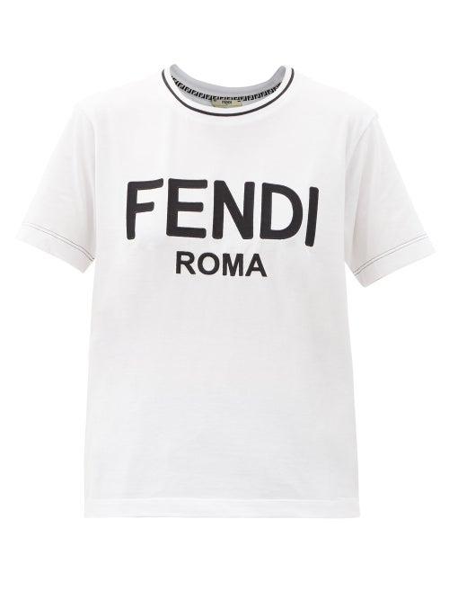 Matchesfashion.com Fendi - Logo-print Cotton-jersey T-shirt - Womens - White