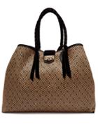 Matchesfashion.com Jimmy Choo - Marianne Geometric Raffia And Velvet Tote Bag - Womens - Black Multi