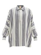 Matchesfashion.com Marrakshi Life - Striped Cotton-blend Coverup - Womens - Navy Stripe