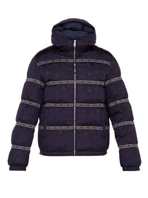 Matchesfashion.com Versace - Medusa Jacquard Hooded Down Filled Jacket - Mens - Navy