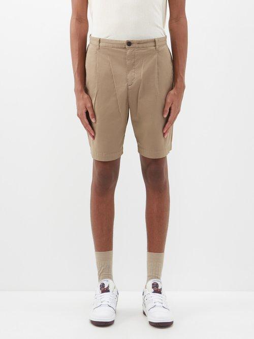 Sunspel - Pleated Stretch-cotton Twill Shorts - Mens - Beige