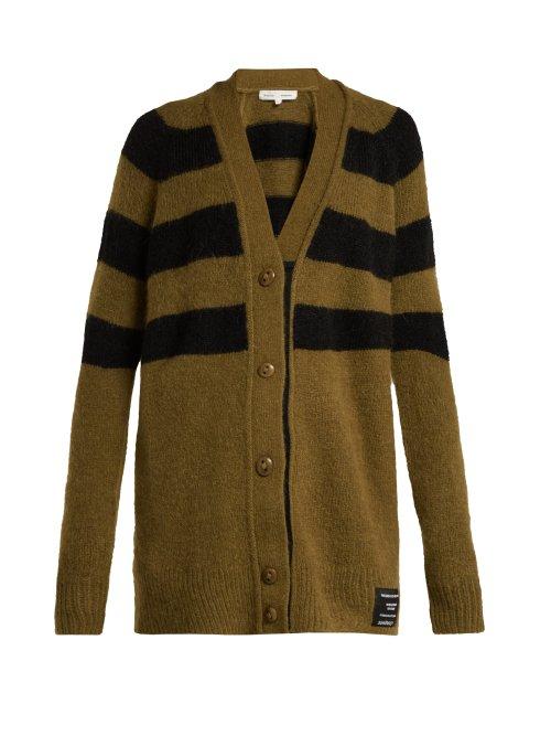 Matchesfashion.com Pswl - Striped Cardigan - Womens - Black Green