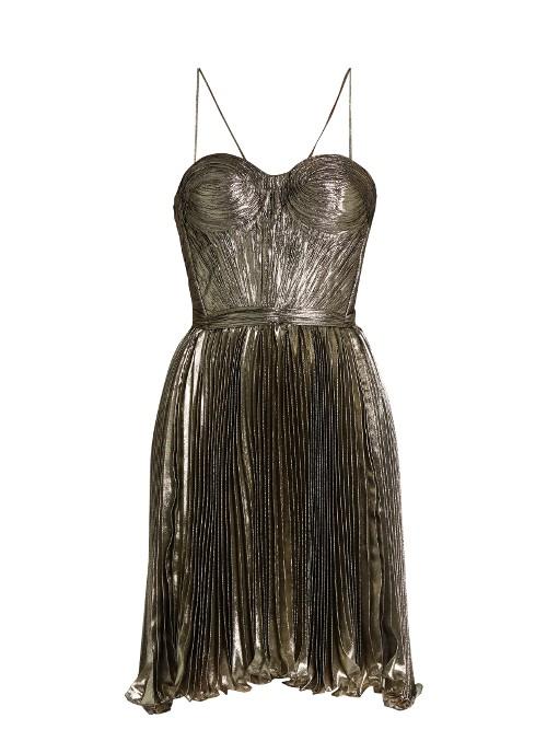 Maria Lucia Hohan Norina Silk-blend Lam Pleated Dress
