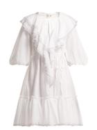 Matchesfashion.com Aje - Balloon Sleeved Ruffled Cotton Dress - Womens - White