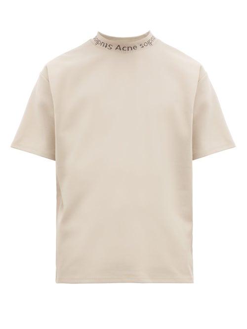Matchesfashion.com Acne Studios - Navid Logo Neck Jersey T Shirt - Mens - Beige