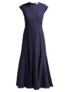 Matchesfashion.com Gabriela Hearst - Crowther Panelled Cady Dress - Womens - Navy Multi