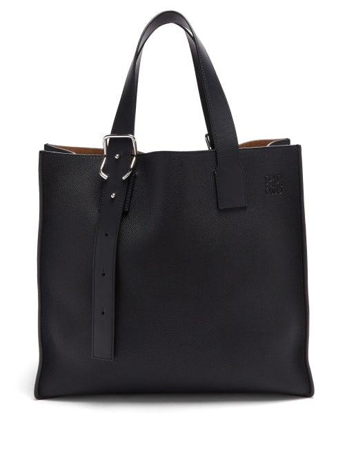 Matchesfashion.com Loewe - Buckle Grained-leather Tote Bag - Mens - Black