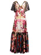 Matchesfashion.com Dolce & Gabbana - Scarf & Polka Dot Print Silk Charmeuse Gown - Womens - Multi