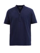 Sease - Fish Tail Cotton-piqu Henley Top - Mens - Navy