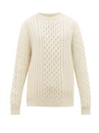 Matchesfashion.com Sunspel - Cable Knitted Wool Sweater - Mens - White