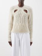 Isabel Marant - Palima Cutout Cable-knit Mohair-blend Sweater - Womens - Beige
