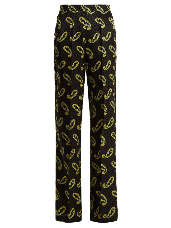 Etro Wide-leg Paisley-print Silk-jacquard Trousers