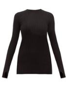 Matchesfashion.com Paco Rabanne - Long Sleeved Ribbed Cotton Blend Top - Womens - Black