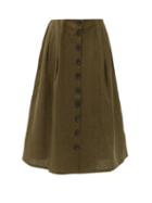 Matchesfashion.com Art School - Nurse Pleated Linen Skirt - Womens - Khaki