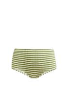Matchesfashion.com Solid & Striped - The Ginger High Rise Bikini Briefs - Womens - Green Stripe