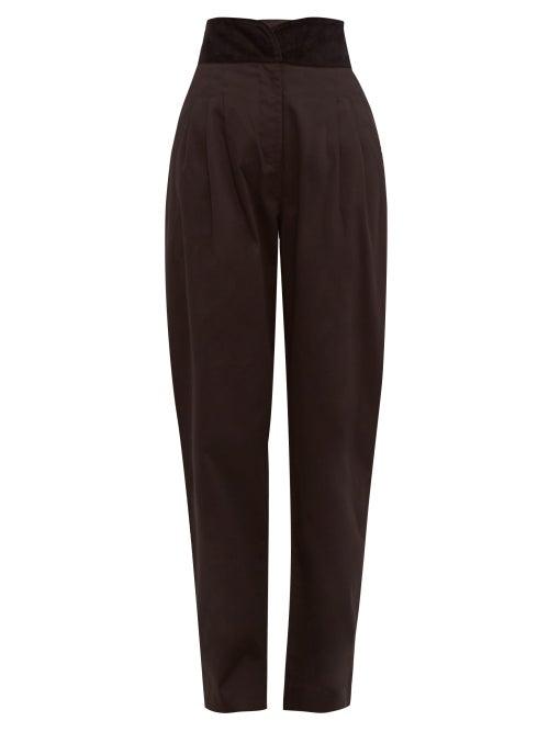 Matchesfashion.com Cheval Pampa - Gato Velour Waistband Cotton Blend Trousers - Womens - Black