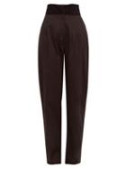 Matchesfashion.com Cheval Pampa - Gato Velour Waistband Cotton Blend Trousers - Womens - Black
