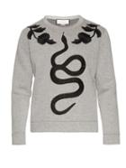 Gucci Snake-appliqu Cotton-jersey Sweatshirt