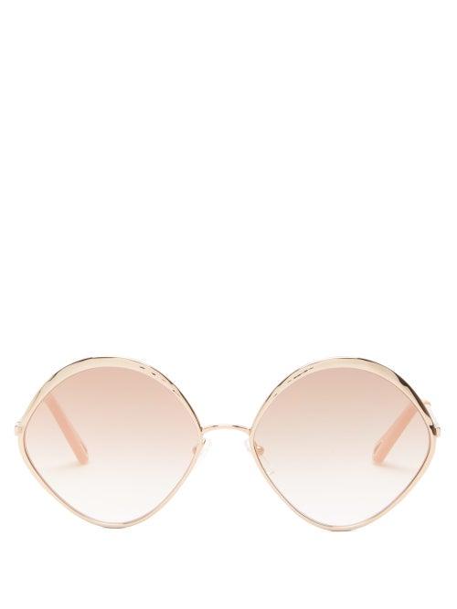 Matchesfashion.com Chlo - Dani Round Metal Sunglasses - Womens - Rose Gold