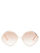 Matchesfashion.com Chlo - Dani Round Metal Sunglasses - Womens - Rose Gold