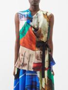 Roksanda - Stained-glass Tie-front Silk-satin Top - Womens - Multi