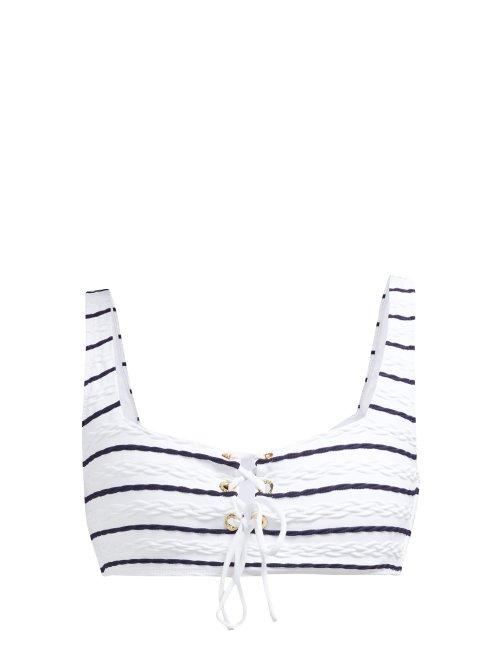 Matchesfashion.com Heidi Klein - Dubrovnik Striped Bikini Top - Womens - Navy Stripe