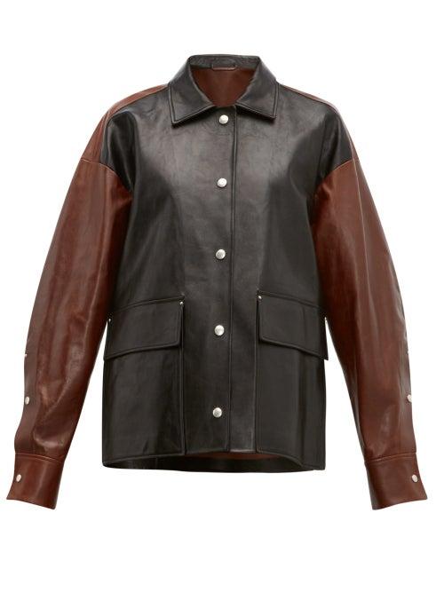 Matchesfashion.com Jil Sander - Likke Colour Block Leather Jacket - Womens - Black Brown