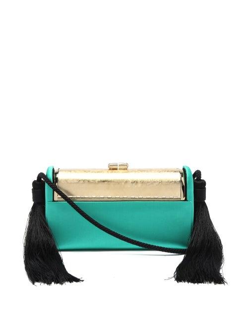 Matchesfashion.com Bienen-davis - Rgine Satin Minaudire Clutch - Womens - Green Multi