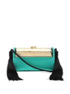 Matchesfashion.com Bienen-davis - Rgine Satin Minaudire Clutch - Womens - Green Multi