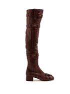 Prada Buckle-embellished Over-the-knee Leather Boots