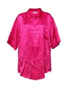 Balenciaga - Logo-embroidered Satin Shirt - Womens - Pink