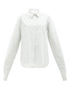 Mm6 Maison Margiela - Convertible Striped Cotton-poplin Shirt - Womens - White Blue