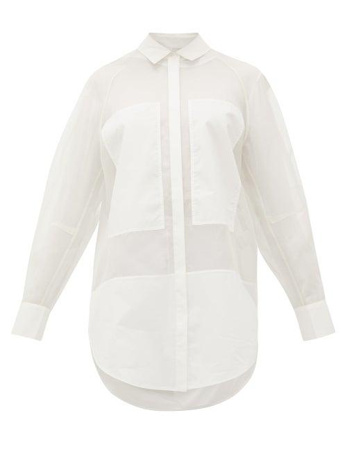 Matchesfashion.com Lee Mathews - Callie Poplin-panel Organza Shirt - Womens - White