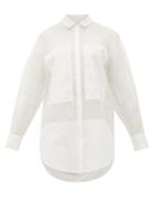 Matchesfashion.com Lee Mathews - Callie Poplin-panel Organza Shirt - Womens - White