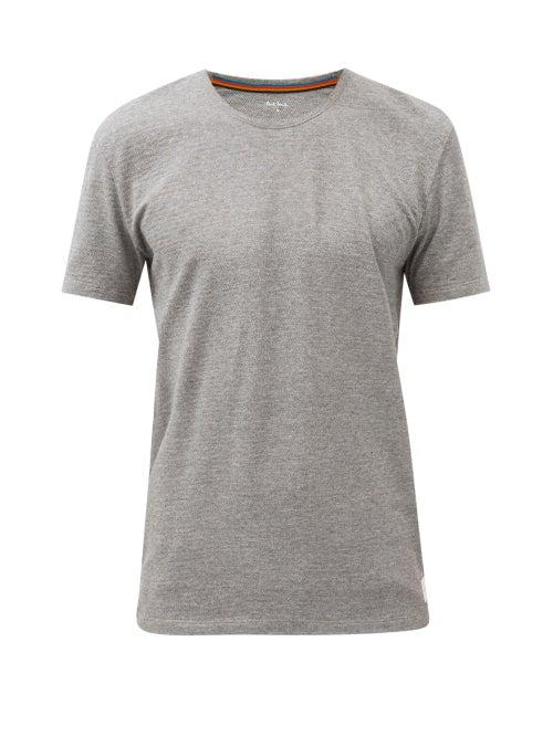 Mens Basics Paul Smith - Logo-patch Cotton-jersey T-shirt - Mens - Grey