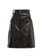 Matchesfashion.com Redvalentino - High Rise Leather Skirt - Womens - Black